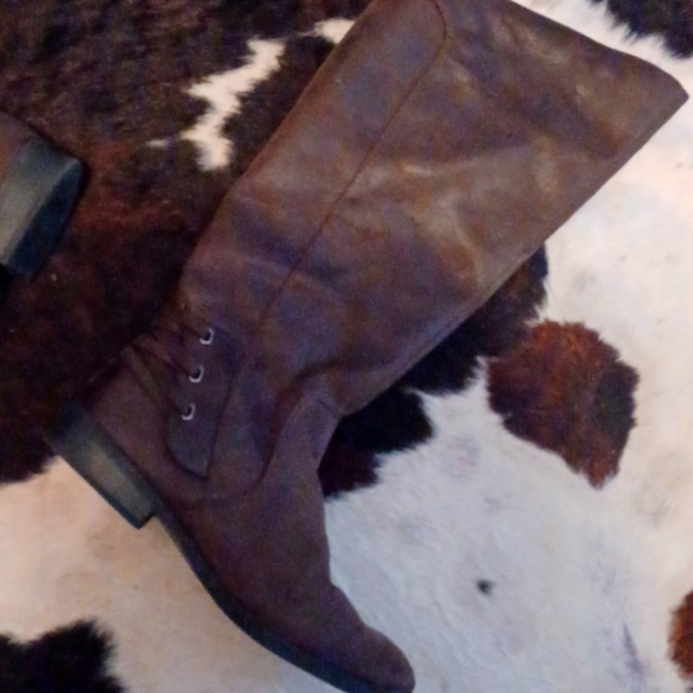 Brown knee high boots